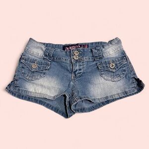 Y2K Angels Jeans Ultra Super Low Rise Cargo Shorts